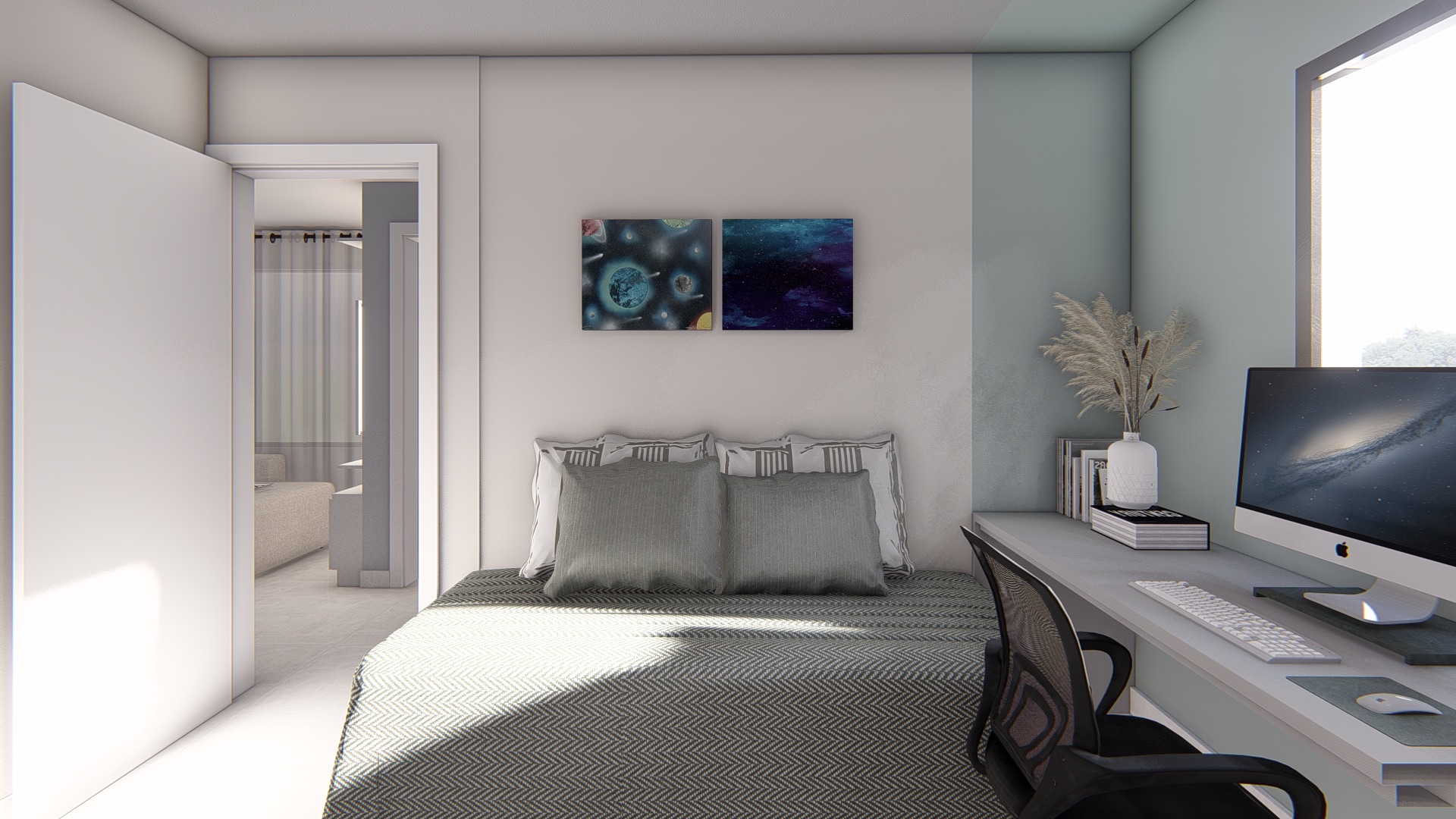 Imagem do projeto — Quarto · Home office